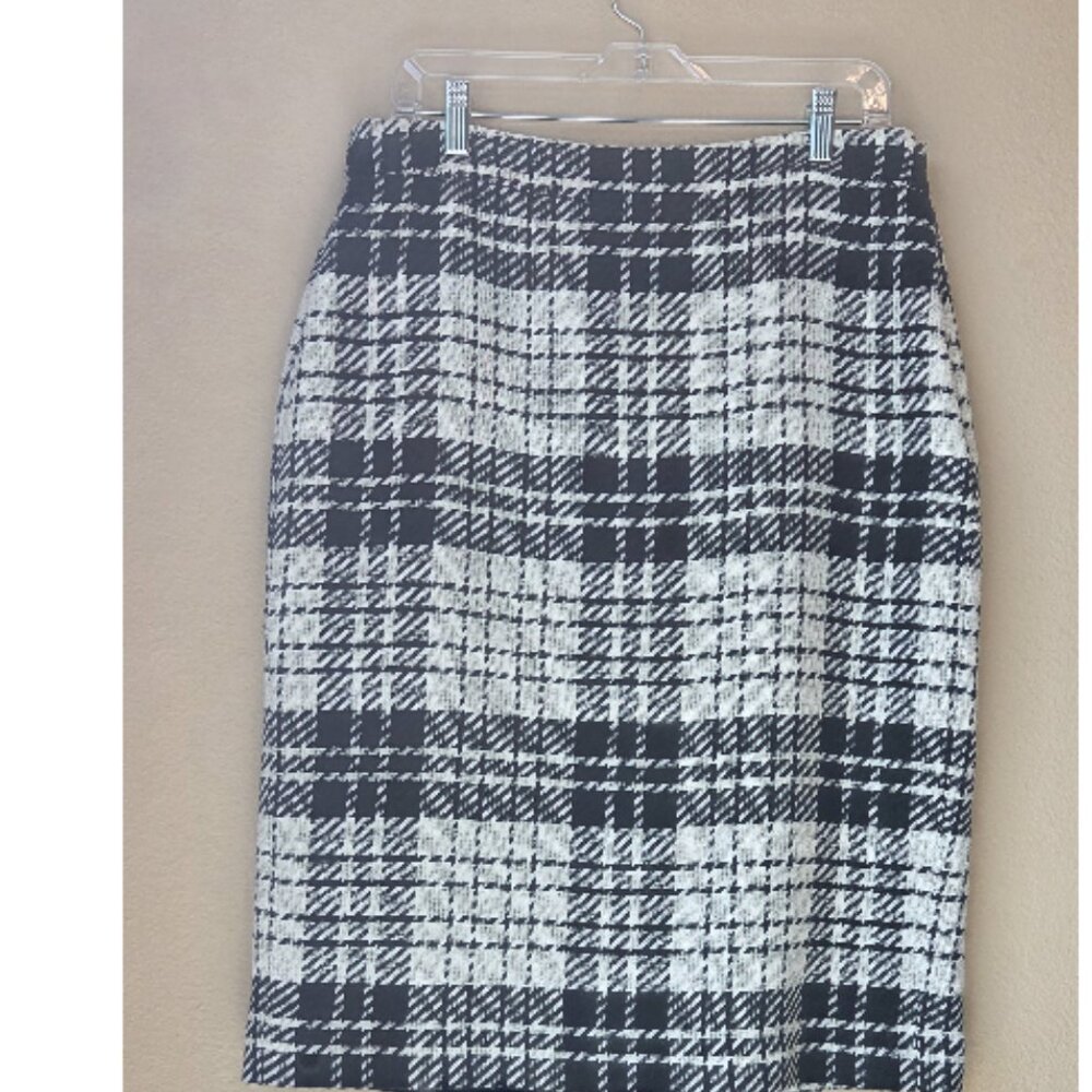 Talbots Black White Plaid Pencil Skirt Classic Career Preppy Workwear